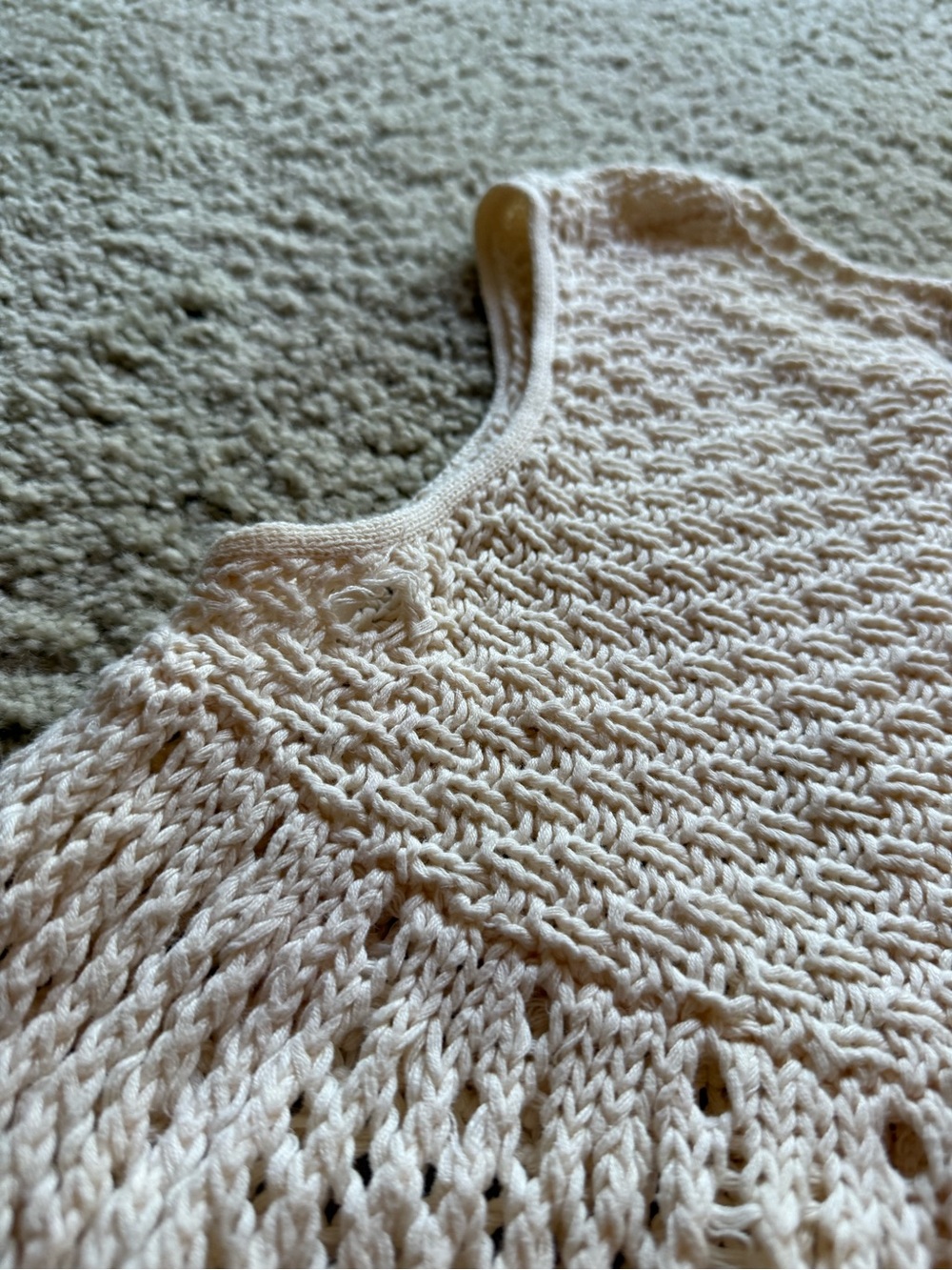 Acrobat Cream Openwork Knit Button-Front Top - Picture 6 of 6